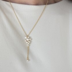 Halsk�de LUNA CLUSTER 45 + 3 CM. - Forgyldt S�lv