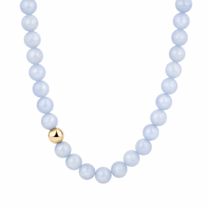 Perle halsk�de BLUE - Guldbelagt vandfast