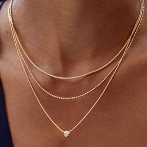 Halsk�de STONE 3 IN 1 - Guldbelagt vandfast