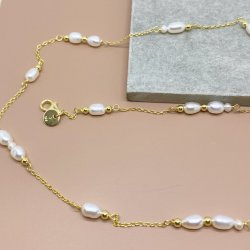 RISA halskde m. perler forgyldt