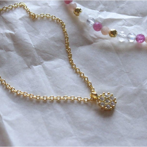 Halskde FLOWER  forgyldt slv