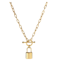 Halskde LOCK LOVE  Forgyldt Slv