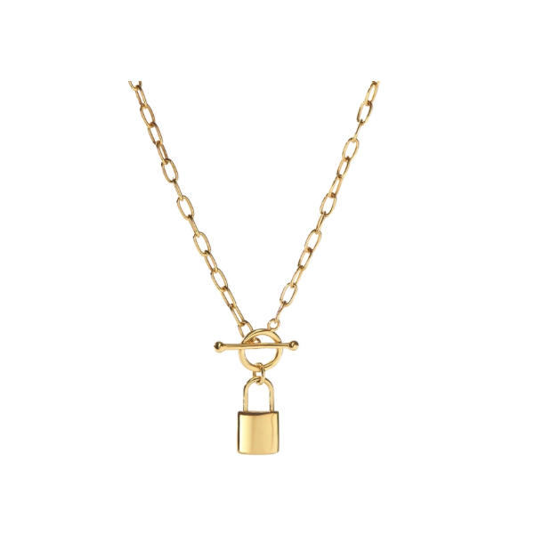 Halskde LOCK LOVE  Forgyldt Slv