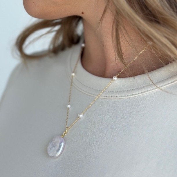 Halskde GARDA pearl 43-50 cm forgyldt slv