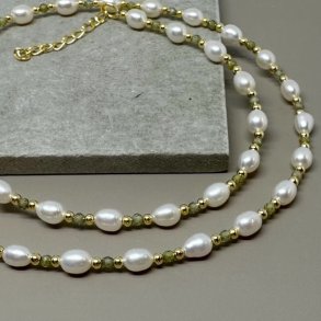 Halskde COAST OLIVE forgyldt slv