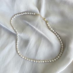 Pearl halskde forgyldt slv