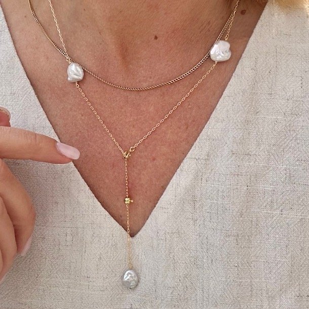 Halskde SIRENE pearl forgyldt slv