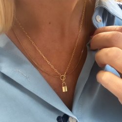 Halskde LOCK LOVE  Forgyldt Slv