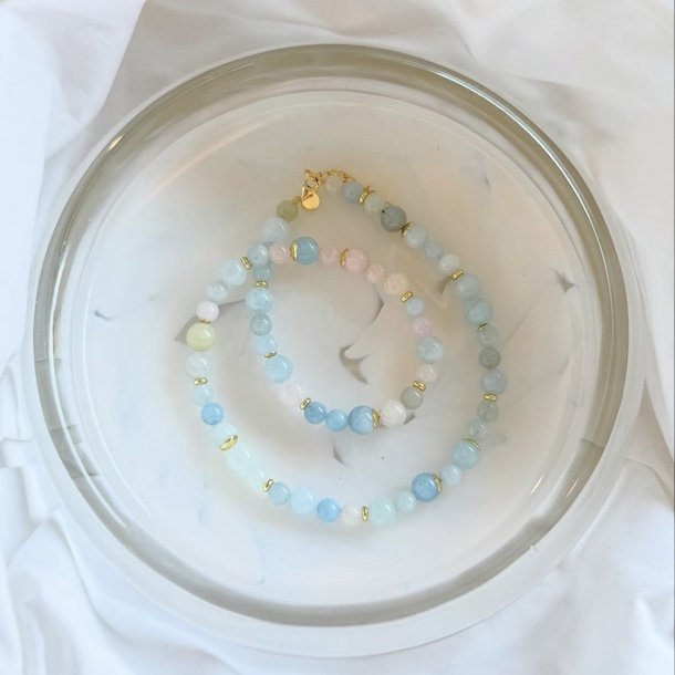 Halskde MORGANITE DREAM Forgyldt slv