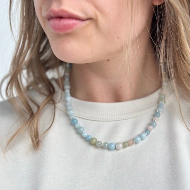 Halskde MORGANITE DREAM Sterling slv