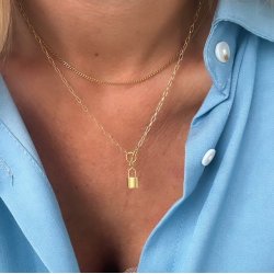 Halskde LOCK LOVE  Forgyldt Slv