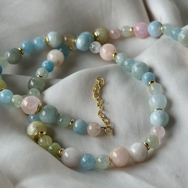 Halskde MORGANITE DREAM Forgyldt slv