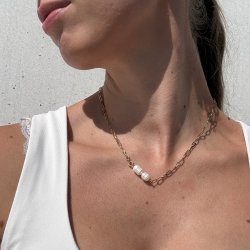 Halsk�de link pearl vandfast