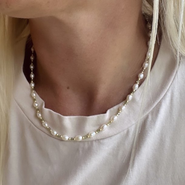 Halskde COAST OLIVE forgyldt slv