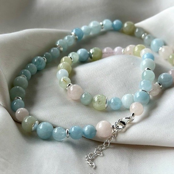 Halskde MORGANITE DREAM Sterling slv