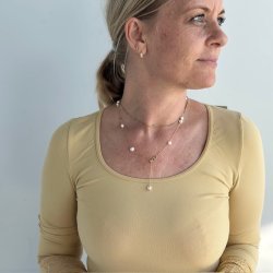 Halskde MALLORY pearl 42-49 cm forgyldt slv