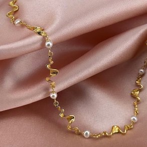 Halskde Rhumba Choker forgyldt slv