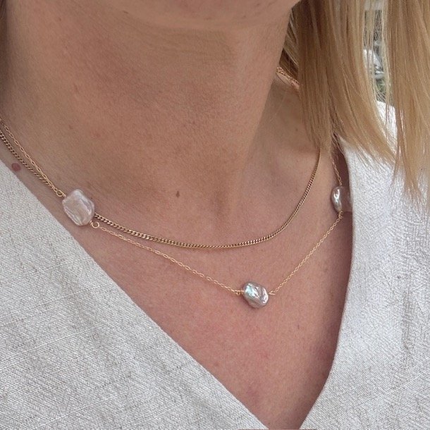 Halskde SIRENE pearl forgyldt slv