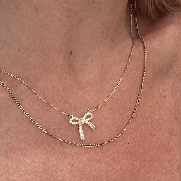 Halskde ELEGANT BOW Forgyldt Slv