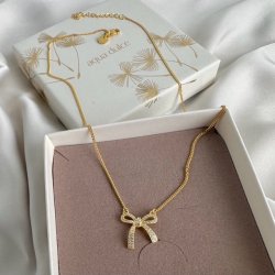 Halskde ELEGANT BOW Forgyldt Slv