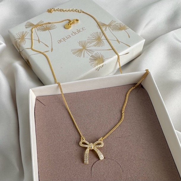 Halskde ELEGANT BOW Forgyldt Slv