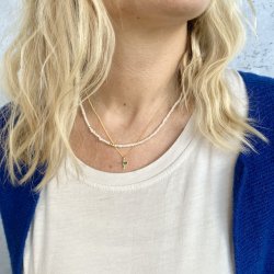 Halskde plain kors forgyldt