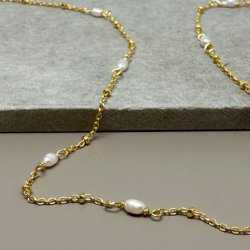 Halskde RICE DOT forgyldt slv