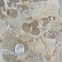 Halskde GARDA pearl 43-50 cm forgyldt slv