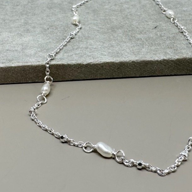 Halskde RICE DOT sterling slv