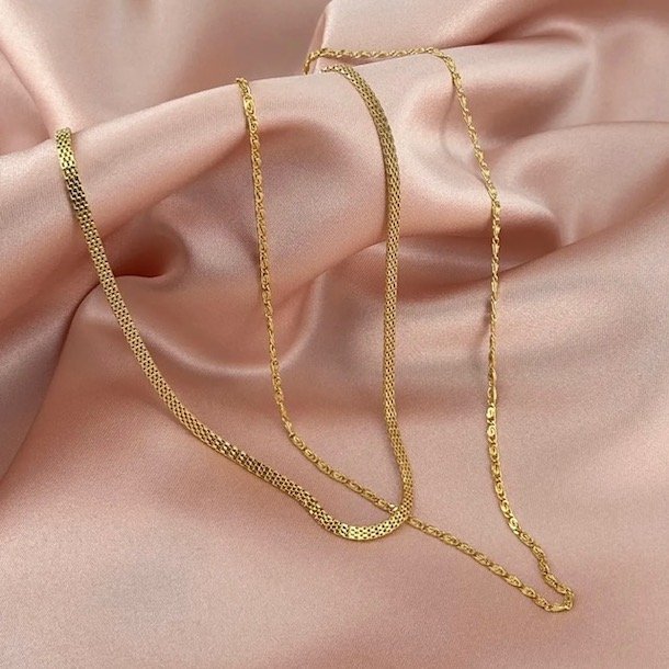 Halskde FLATA Forgyldt slv