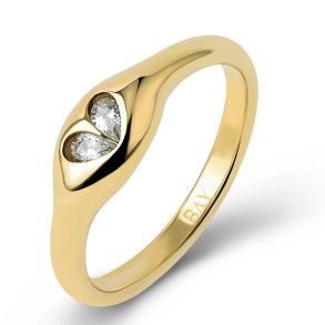 Fingerring HEART RING Vandfaste 18 karat forgyldt