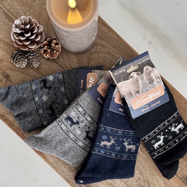 Sokker herre rensdyr angora/uld miks str. 40-46