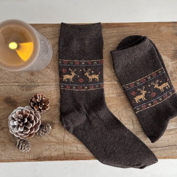 Sokker herre rensdyr angora/uld miks str. 40-46