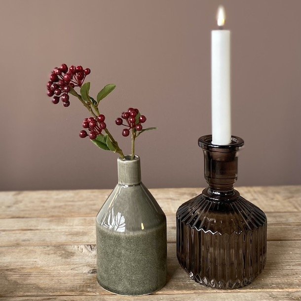 Glaslysestage H 18 x D 11 cm