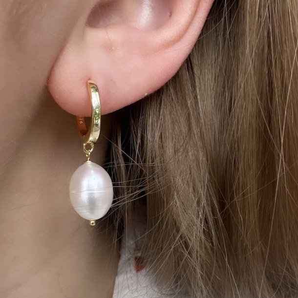 Hoops MAREN PEARL BIG Forgyldt slv