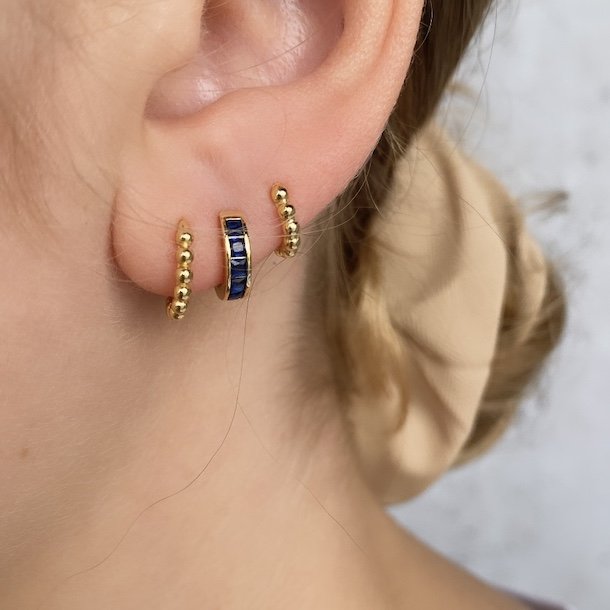 Gemma hoops BLUE forgyldt slv