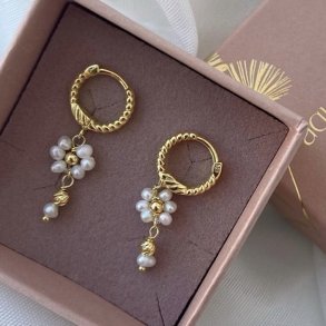 Hoops DAISY PEARL Forgyldt slv