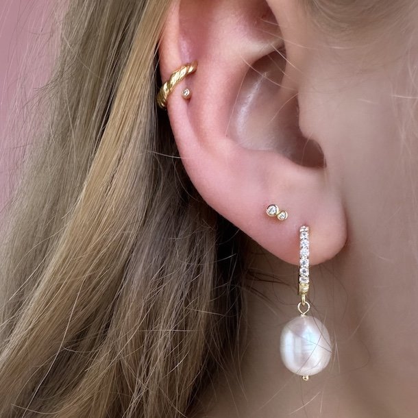 Hoops DARLING PEARL BIG Forgyldt slv