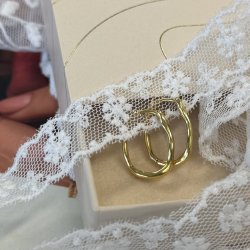 HOOP OVAL ASYM forgyldt s�lv