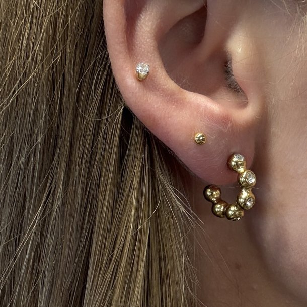 Hoop STONE 14 mm Vandfaste 18 karat forgyldt