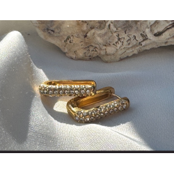 Firkantet hoops vandfast 18kt. forgyldt