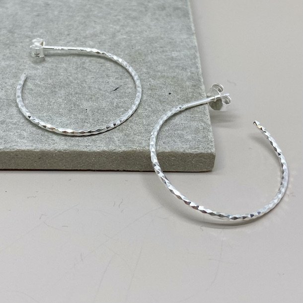 Hoops DIAMOND CUT 25 mm sterling slv
