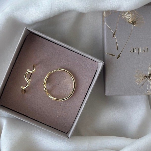 Hoops WAVY 25 mm Forgyldt slv