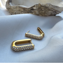 Firkantet hoops vandfast 18kt. forgyldt