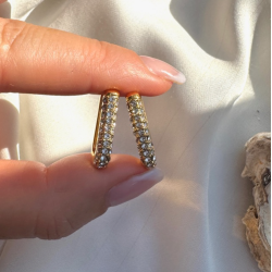 Firkantet hoops vandfast 18kt. forgyldt