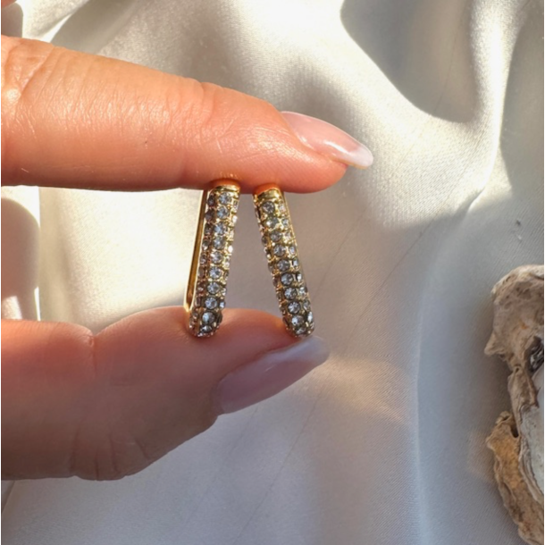 Firkantet hoops vandfast 18kt. forgyldt