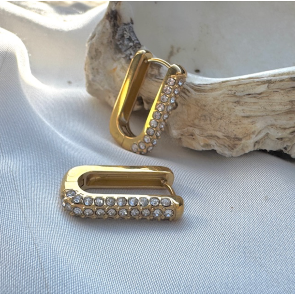 Firkantet hoops vandfast 18kt. forgyldt