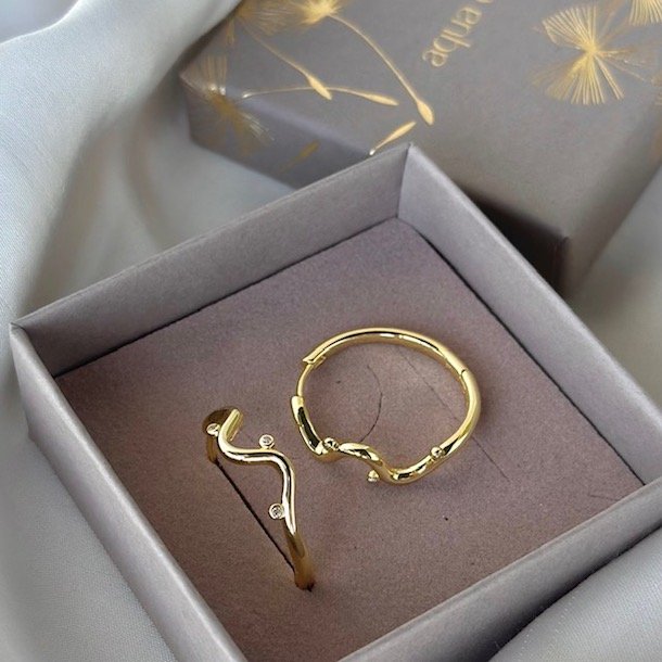 Hoops WAVY 25 mm Forgyldt slv