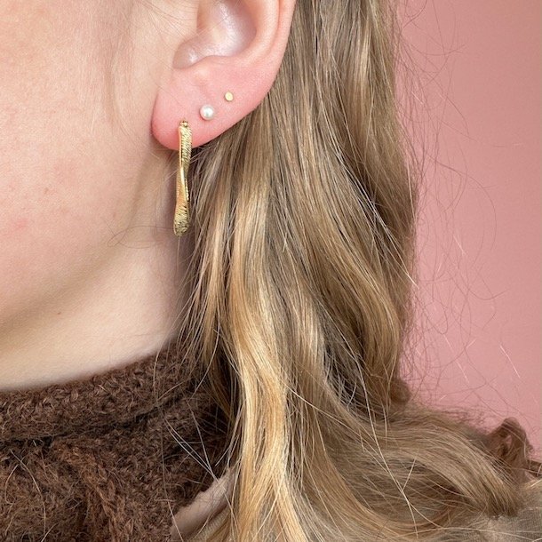 Hoops Twisted Lines 28 mm forgyldt slv