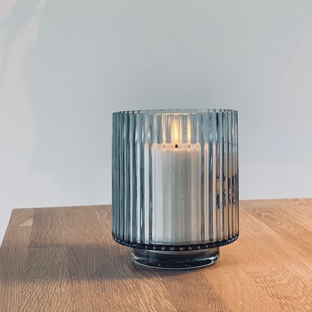 Glass Vase / stage Grey Stripe